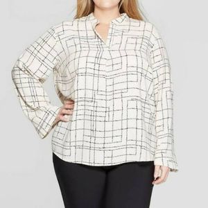 Prologue Geo Print Long Sleeve Blouse